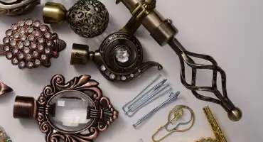 A variety of curtain accessories for enhancing home decor and functionality.